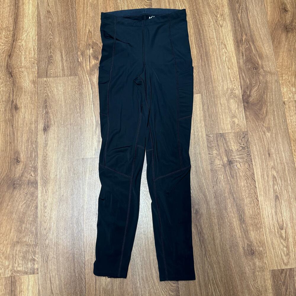 REI Women Black Ankle Zip Reflective Running Pants Side Pocket High Waist Medium